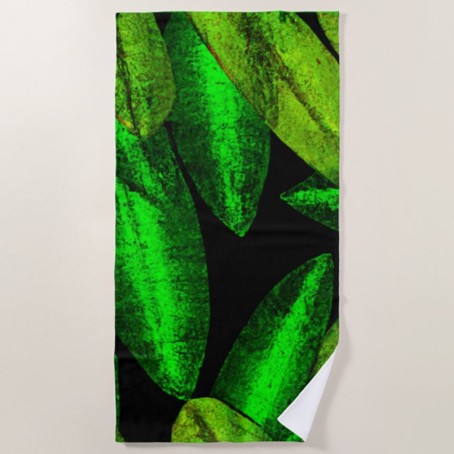 Toalla De Playa Neon Green Leaves Art. Comprar ahora (Anverso)