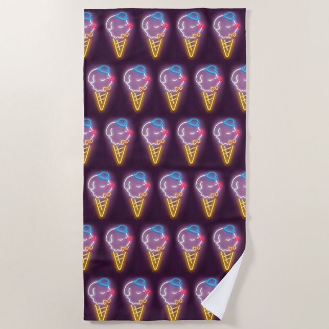 Toalla De Playa Neon Ice Cream Dog (Anverso)