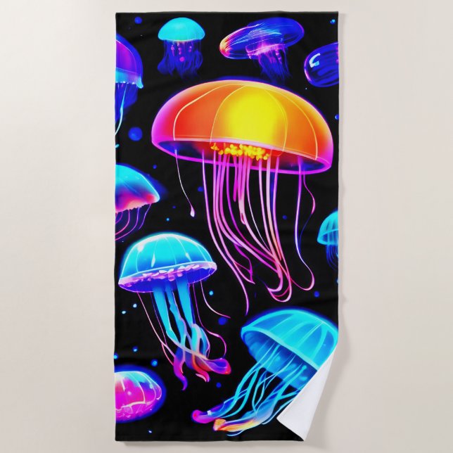 Toalla De Playa Neon Jellyfish (Anverso)
