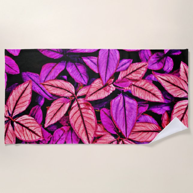 Toalla De Playa Neon Leaves Wonders (Anverso)