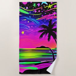 Toalla De Playa Neon Night Beachscape