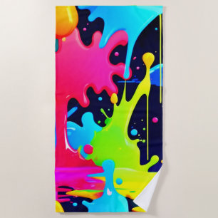 Toalla De Playa Neon Paint Splash Dris Chaos