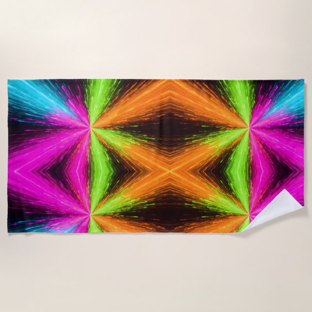 Toalla De Playa Neon Radial Burst Explosion (Anverso)