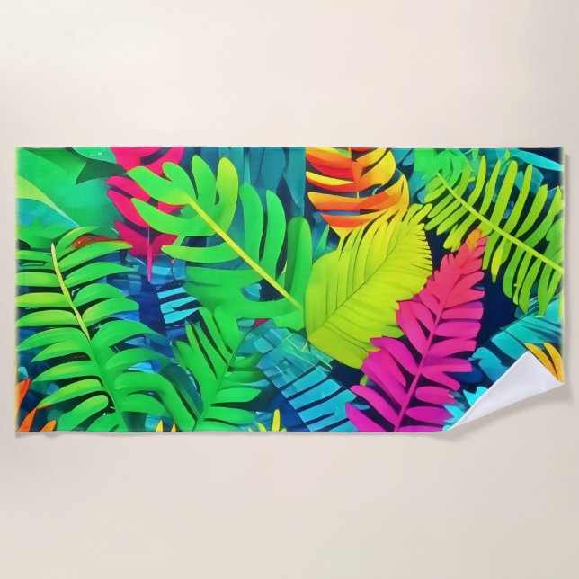 Toalla De Playa Neon Rainforest Fantasy (Anverso)