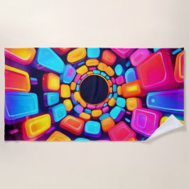 Toalla De Playa Neon Shapes Resumen del arte del túnel