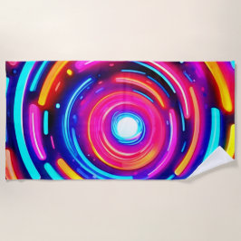 Toalla De Playa Neon Spiral Light Art
