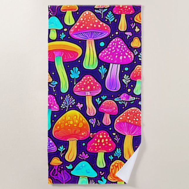 Toalla De Playa Neón suave: parche para hongos Personalizados (Anverso)