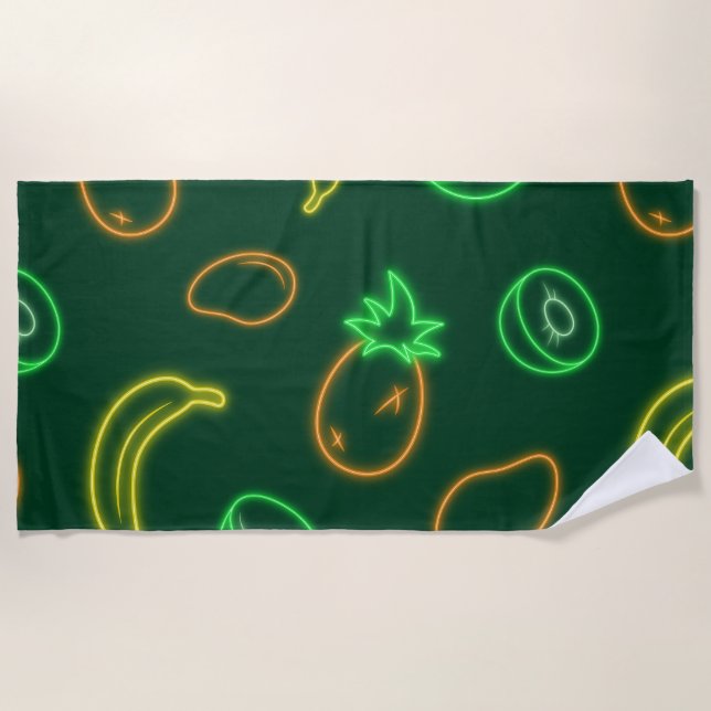 Toalla De Playa Neon Tropical Fruit Pattern Beach Towel (Anverso)