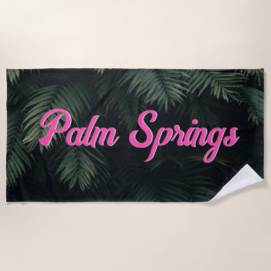 Toalla De Playa Neon Tropical Palms City Nombre Bachelorette