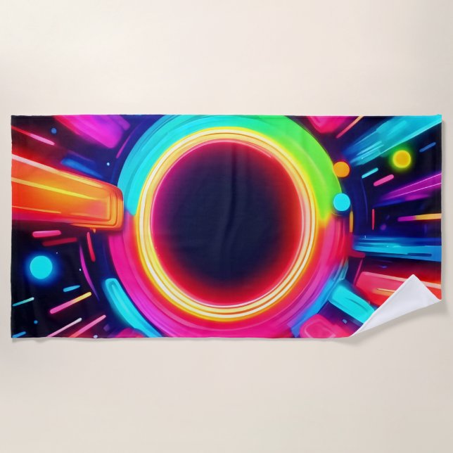 Toalla De Playa Neon Vortex de arte ligero (Anverso)