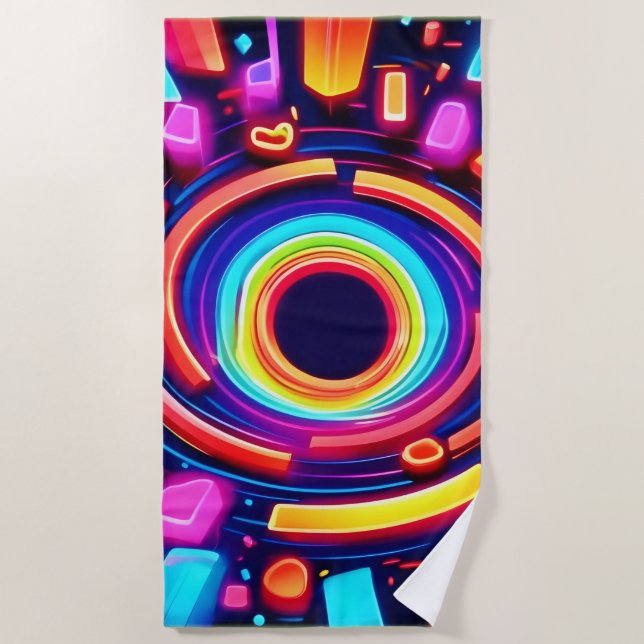Toalla De Playa Neon Vortex Odyssey (Anverso)