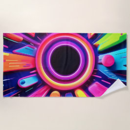 Toalla De Playa Neon Vortex Resumen del arte espacial