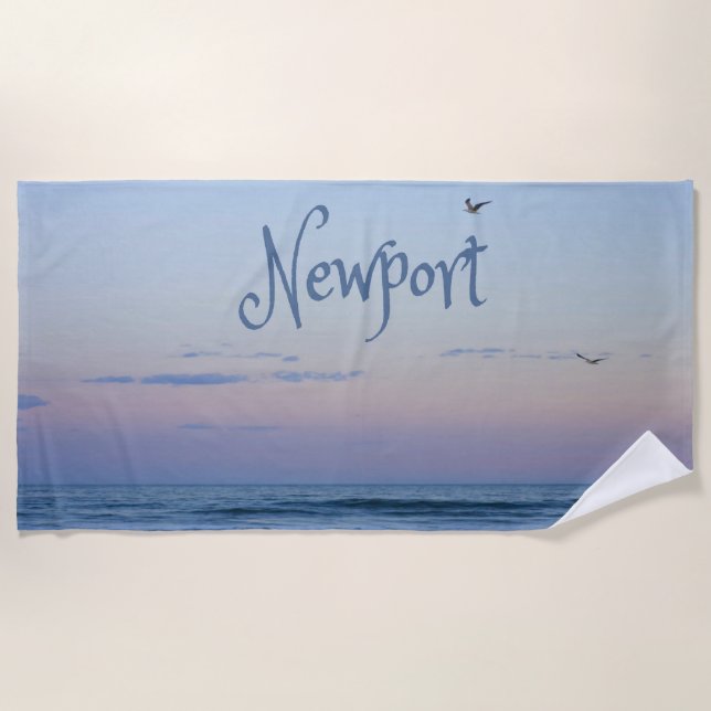 Toalla De Playa Newport Beach California Ocean Sunrise Blue (Anverso)