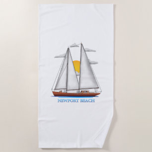 Toalla De Playa Newport Beach Coastal Nautical Sailing Sailor