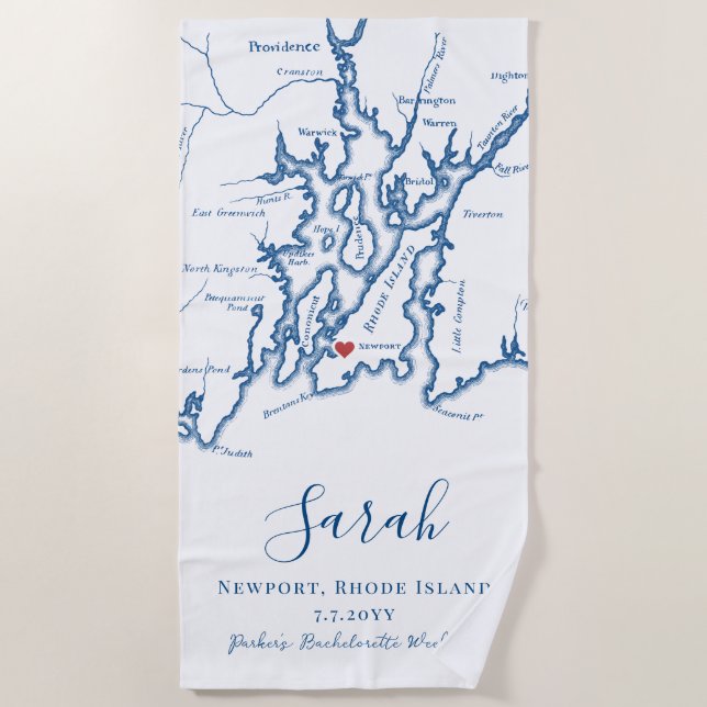 Toalla De Playa Newport RI Personalizada Bachelorette Weekend (Anverso)