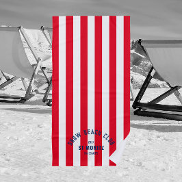 Toalla De Playa Nieve de invierno Red Cabana Stripe Snow Beach Clu