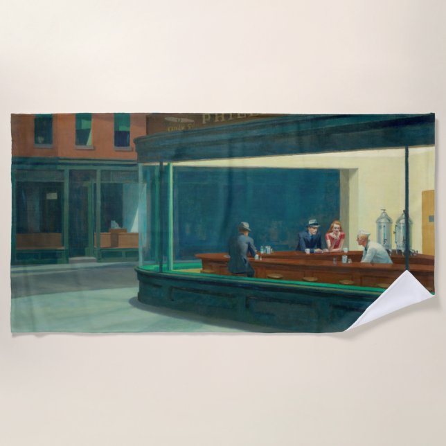 Toalla De Playa Nighthawks 1942 de Edward Hopper (Anverso)