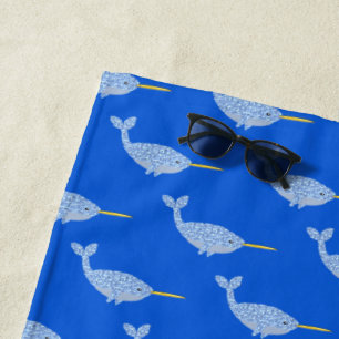 Toalla De Playa Niño Azul lindo Narwhal Patterado