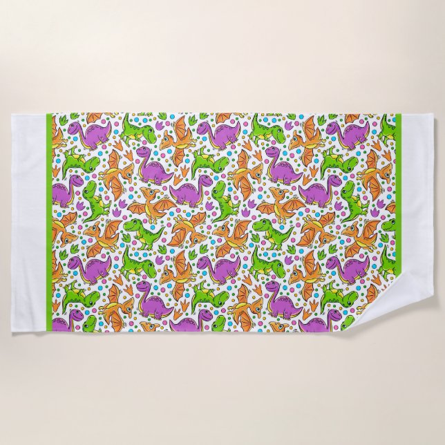 Toalla De Playa Niños amigos de dinosaurios (Anverso)