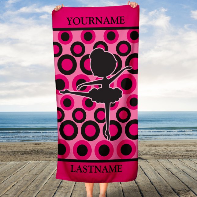 Toalla De Playa Niños con ballet rosado y negro personalizados (Subido por el creador)