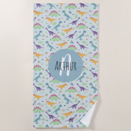 Toalla De Playa Niños con patrones de dinosaurios azules