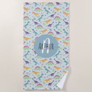 Toalla De Playa Niños con patrones de dinosaurios azules