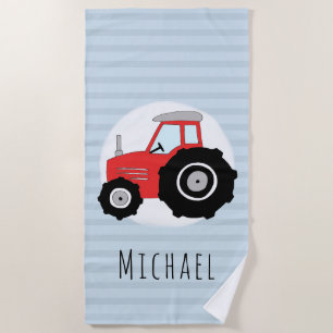 Toalla De Playa Niños Cute Blue Farm Tractor Niños