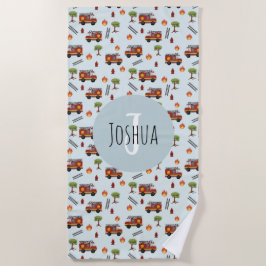 Toalla De Playa Niños Cute Blue Fireman Truck Pattern Niños