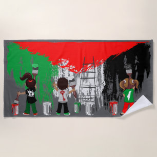 Toalla De Playa Niños de Gaza pintando la bandera de Palestina