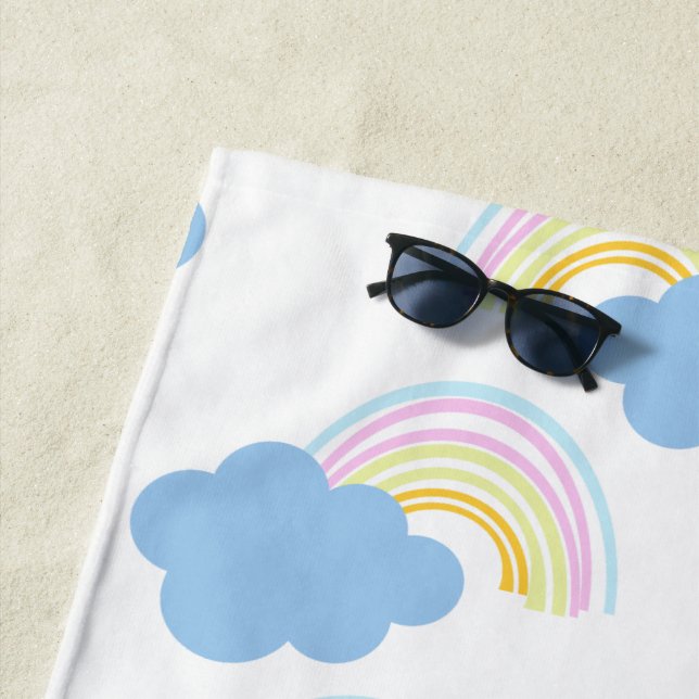 Toalla De Playa Niños de Verano Arcoíris y Nubes Diversión (In situ)