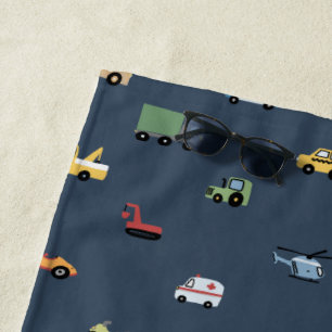 Toalla De Playa Niños Monograma del patrón del coche de transporte