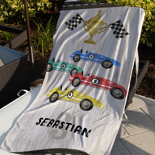 Toalla De Playa Niños Race Car Name Summer (Subido por el creador)