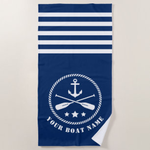 Toalla De Playa Nombra o nace Nautical Anchor & Oars Paddles Naval