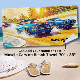 Toalla De Playa Nombre, Autos musculares azules en Sandy