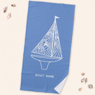 Toalla De Playa Nombre de Barco de Vela Náutico 