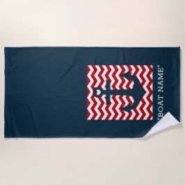 Toalla De Playa NOMBRE DE BARCO Personalizado Náutico Azul Blanco