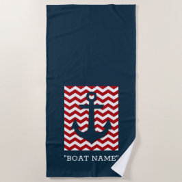 Toalla De Playa NOMBRE DE BARCO Personalizado Náutico Azul Blanco 