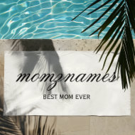 Toalla De Playa Nombre de caligrafía de la mejor mamá personalizad