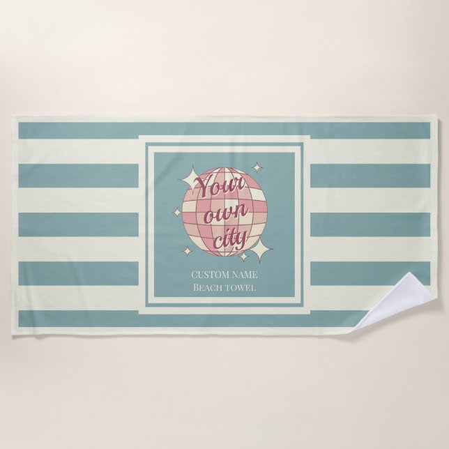 Toalla de playa Nombre de ciudad personalizable de (Anverso)