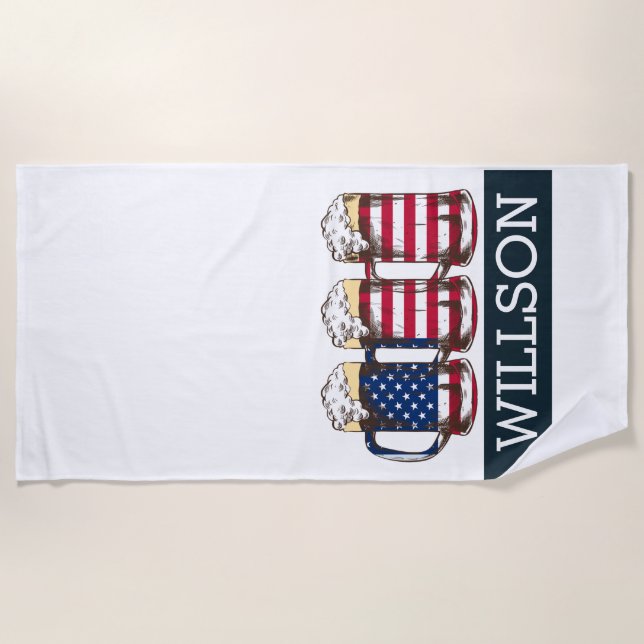 Toalla De Playa Nombre de la FAMILIA de Cervezas AMERICANA (Anverso)