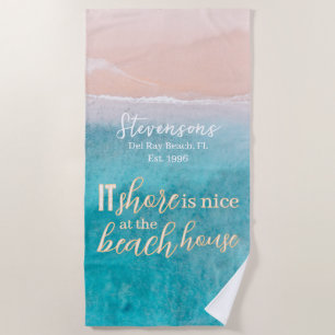 Toalla De Playa Nombre de la familia de guiones Minimalistas de Va