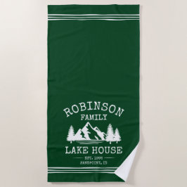 Toalla De Playa Nombre de la familia Lake House Trees Forest Green