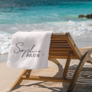 Toalla De Playa Nombre de la novia del Personalizado minimalista
