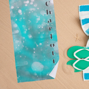 Toalla De Playa Nombre de las burbujas grises turquesa