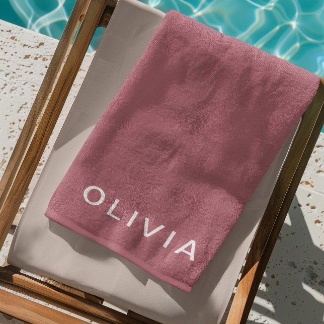 Toalla De Playa Nombre de monograma de oro Rosa personalizado (Subido por el creador)
