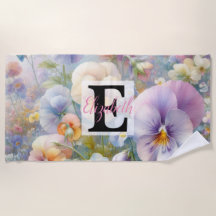 Nombre de monograma en acuarela Flores en pasteles