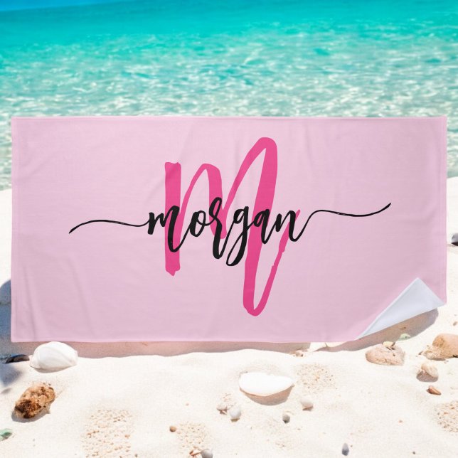 Toalla De Playa Nombre de monograma femenino con letra script mode (Subido por el creador)