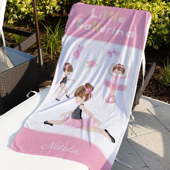 Toalla De Playa Nombre de pequeños Chicas ballet rosado Ballerina (Subido por el creador)