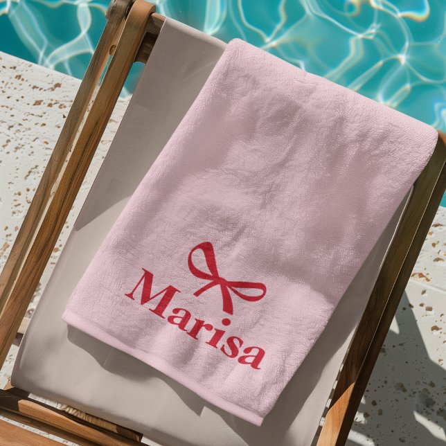 Toalla De Playa Nombre de vaca rosa y rojo personalizado (Subido por el creador)