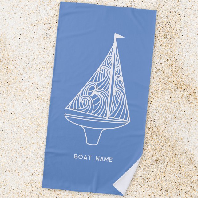Toalla De Playa Nombre del barco de vela Nautical (Sailing boat nautical personalized boat name beach towel)